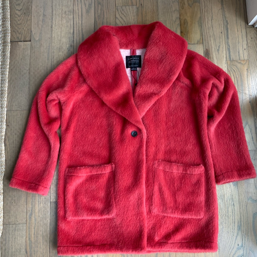 NWT - Anthropologie Sanctuary Elana Plush Shawl Jacket in Pink/Rose. Size Small - Picture 3 of 6